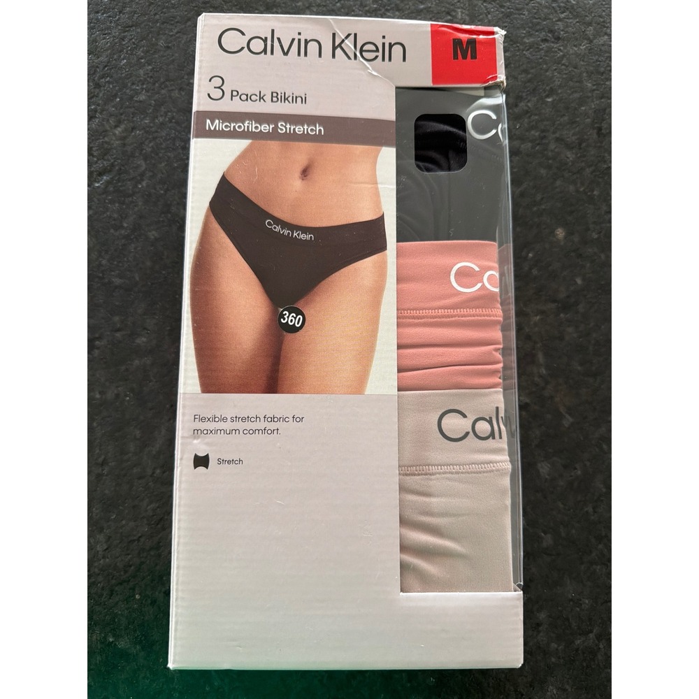 Calvin Klein Women Microfiber Stretch 3 Pack Bikini Underwear Multi Color Size M